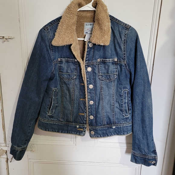 Old Navy Jackets & Blazers - Old Navy Women's Blue Denim Sherpa Jacket
